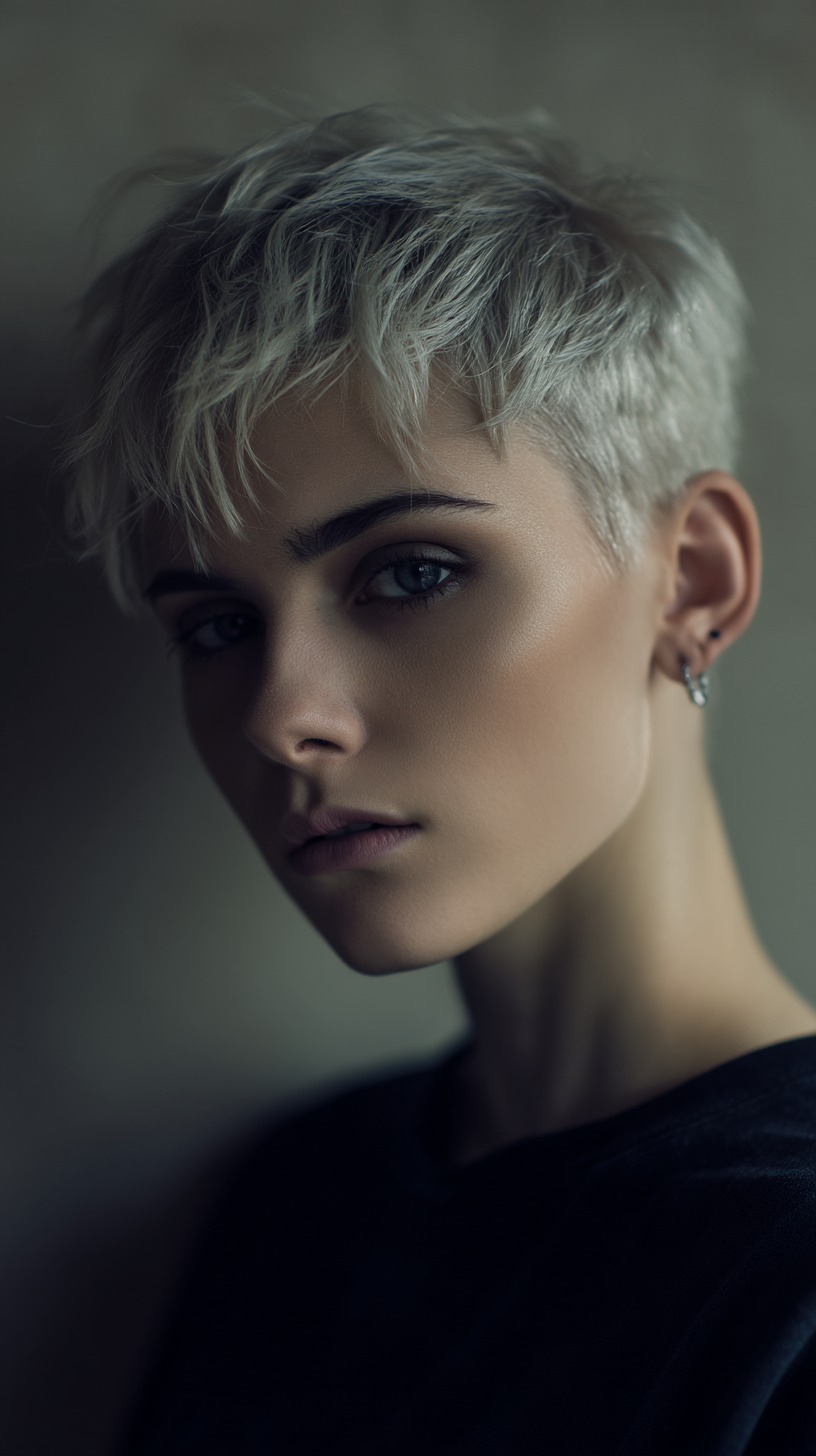 Platinum Blonde Textured Long Hairstyle